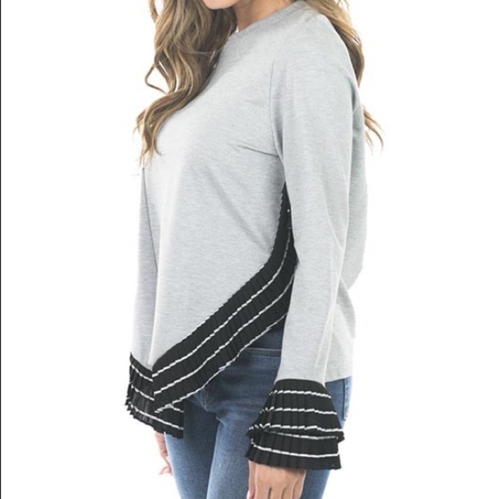 Gray Ruffled Sleeve Top - Picture 3 of 3