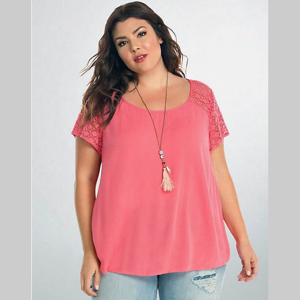Torrid Coral Gauze Tulip Back Flattering Top 3X
