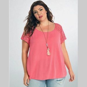 Torrid Coral Gauze Tulip Back Flattering Top 3X