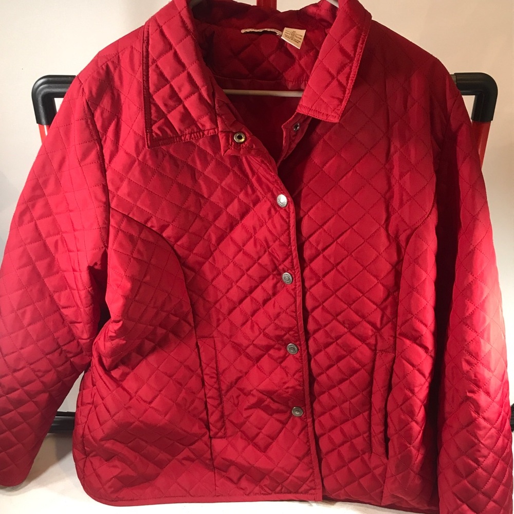 Womens Kim Rogers Red Quilted Jacket Size 1X
