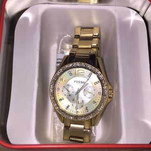 gold fossil watch