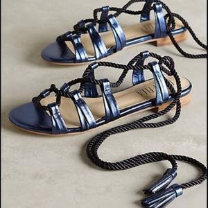 NEW Anthropologie Billy Ella Blue Metallic Sandals