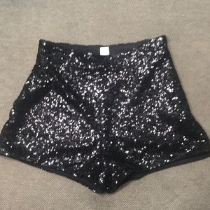 h&m black sequin shorts