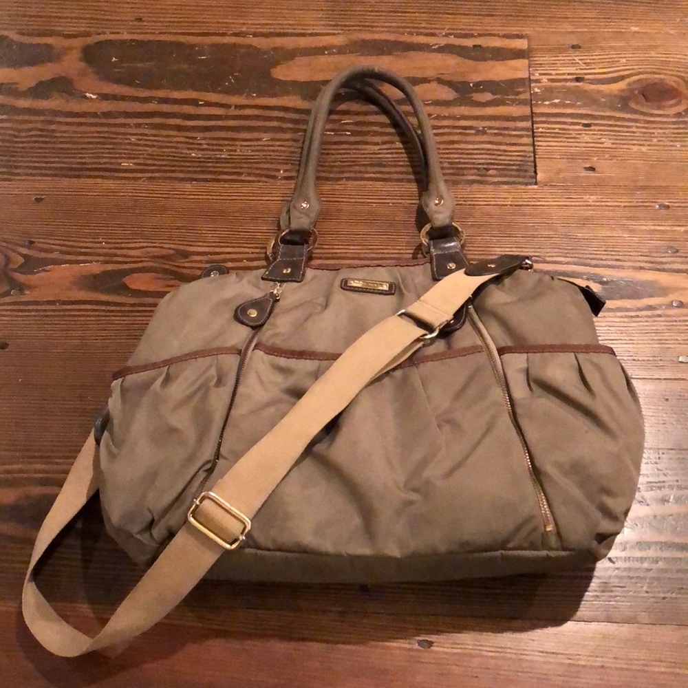 Stork sack diaper bag/ olive green