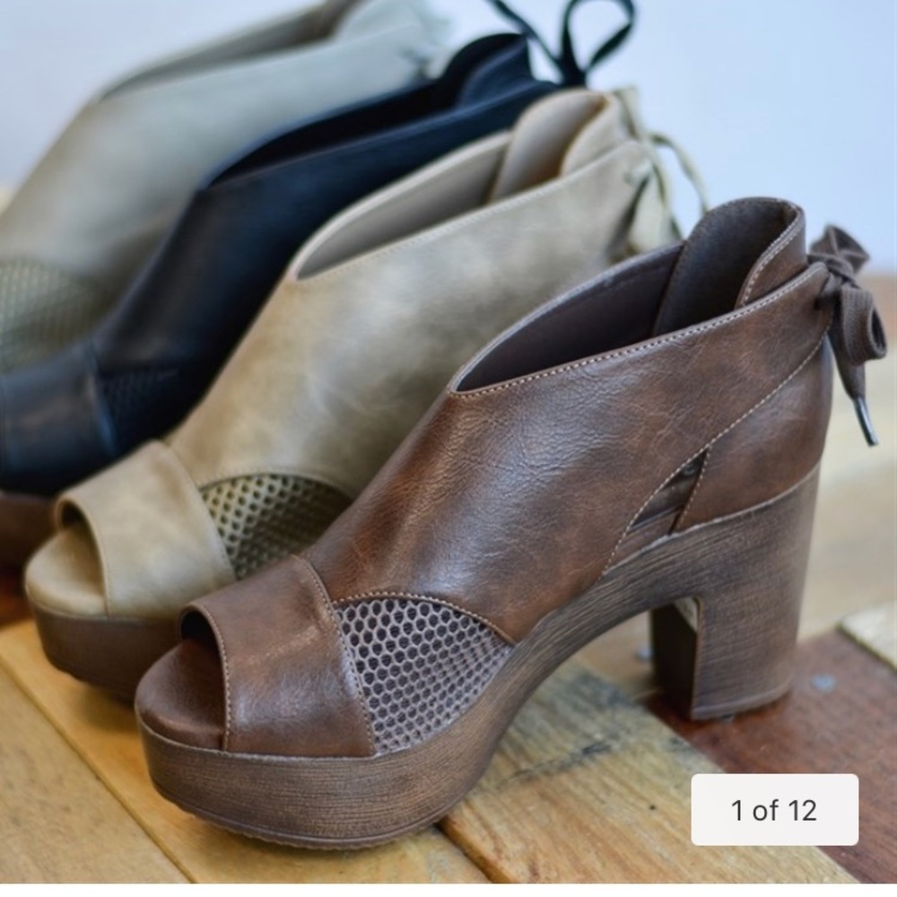 Brown Chunky Heel Platforms