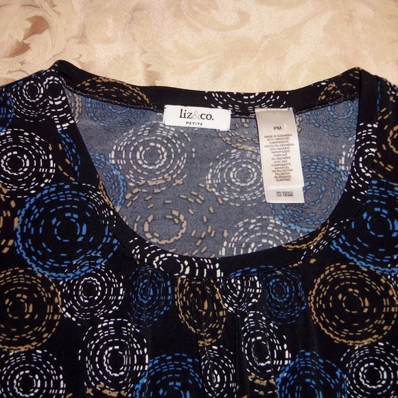 Liz & Co. Black top long sleeve Petite M - Picture 6 of 6