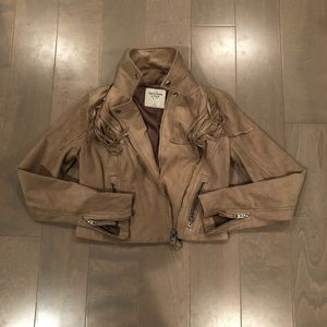 Faux suede fringe moto jacket