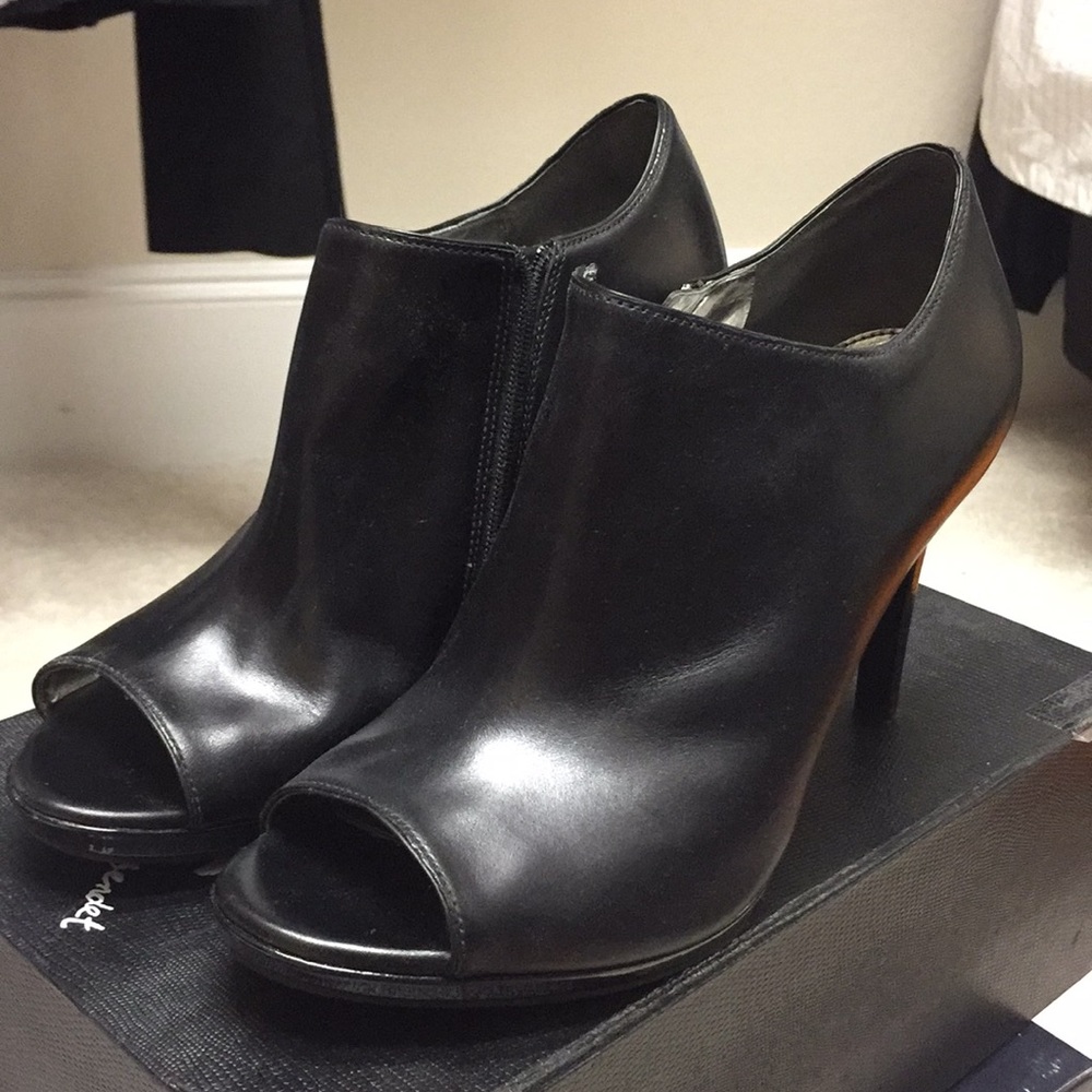 Via Spiga Black Open Toe Boots