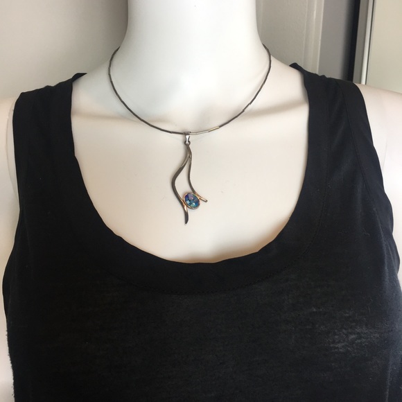 Sterling necklace with Brazilian opal. - Picture 5 of 5