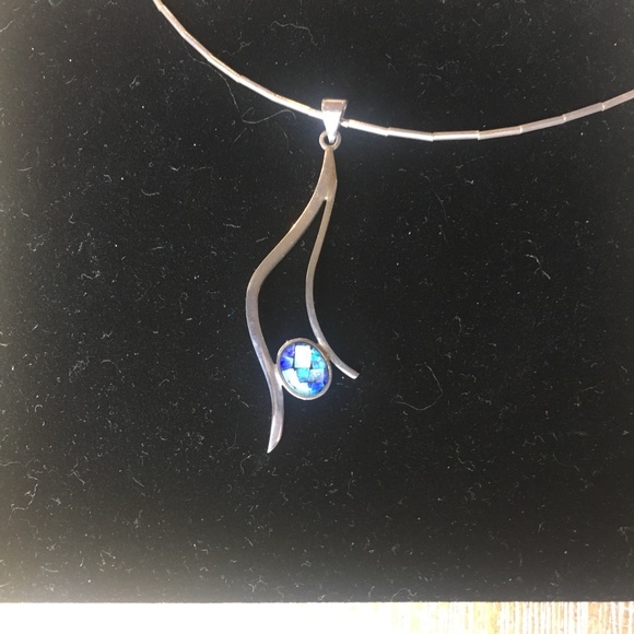 Sterling necklace with Brazilian opal. - Picture 4 of 5