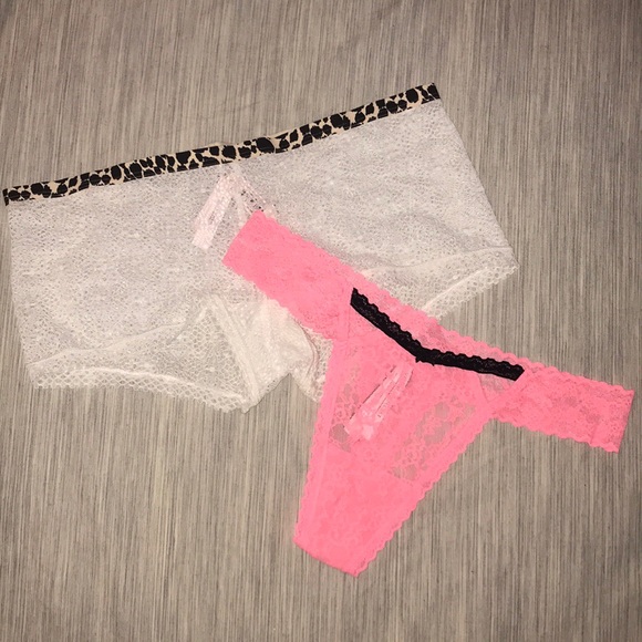 Set of 2 Victoria's Secret lace thong & minishorty - Picture 3 of 8