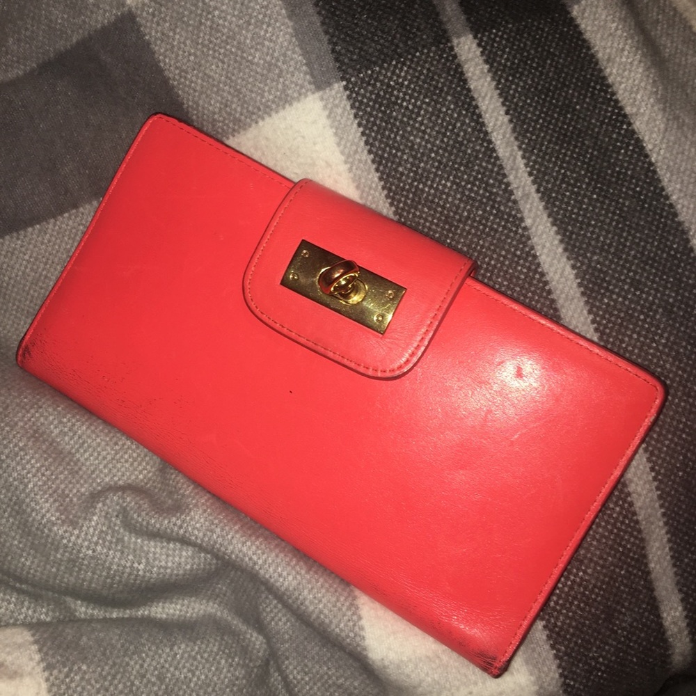 JCrew neon orange wallet