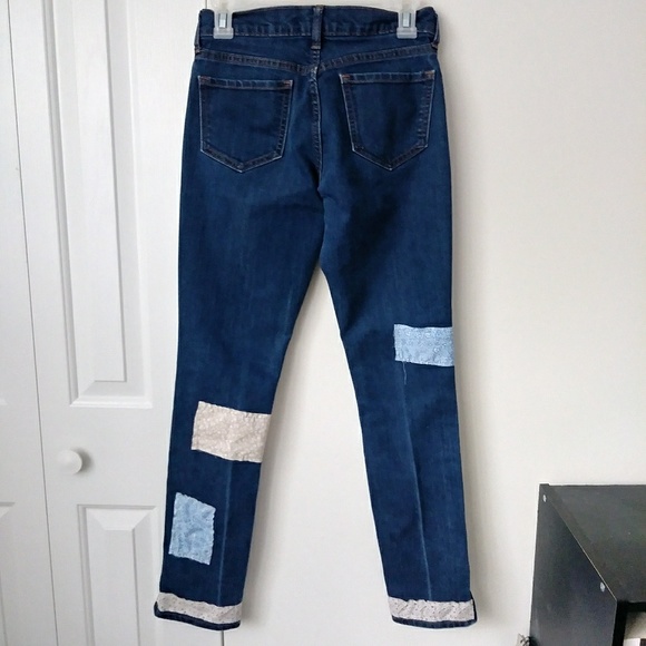 Hand sewn pastel vintage floral patch jeans size 4 - Picture 2 of 8