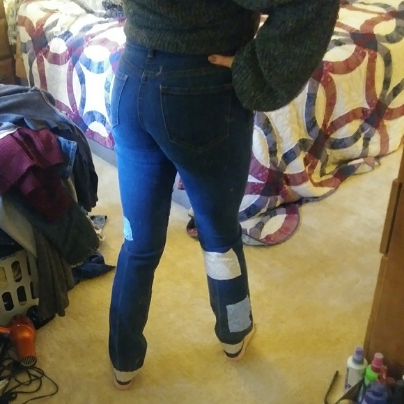 Hand sewn pastel vintage floral patch jeans size 4 - Picture 8 of 8