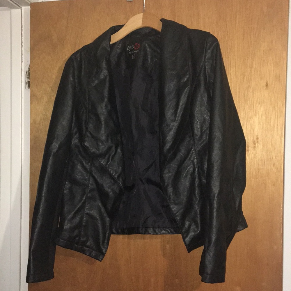 Black faux leather blazer