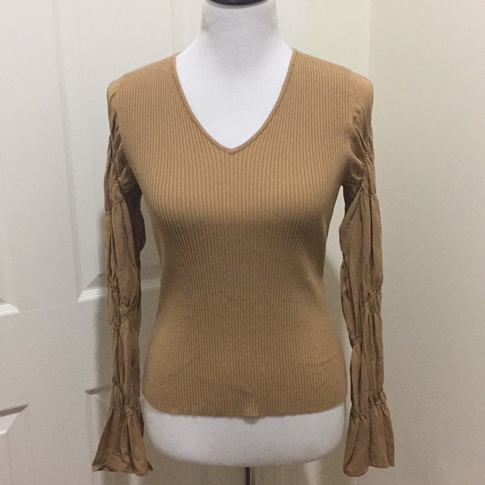 Brazilian Knit with Ruched Bell Sleeves