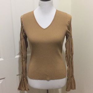 Brazilian Knit with Ruched Bell Sleeves