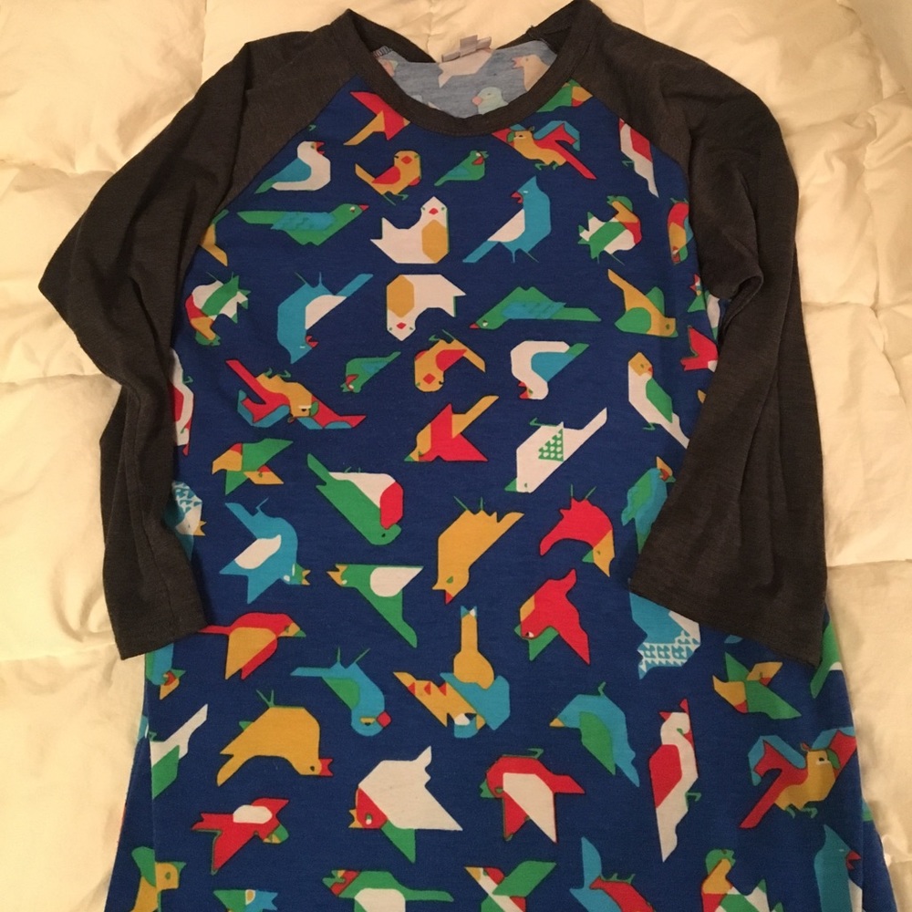 Lularoe 3/4 sleeves baseball t size s birds print