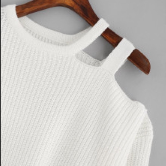 OUT OF STOCK - Risqué Shoulder Sweater in Snow ❄️ - Picture 2 of 4
