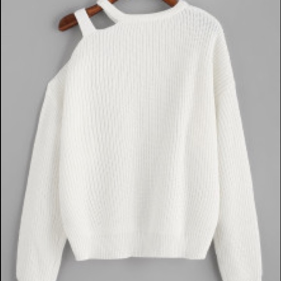 OUT OF STOCK - Risqué Shoulder Sweater in Snow ❄️ - Picture 4 of 4