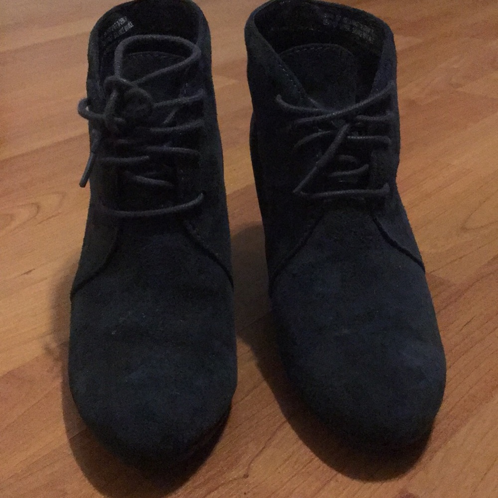 Laced up wedge booties