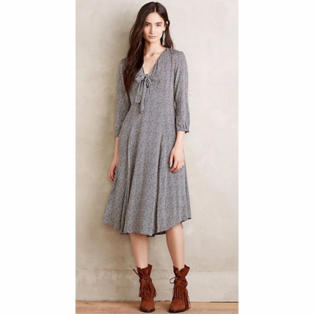 TYLHO Acadie Tie-Neck Midi Dress