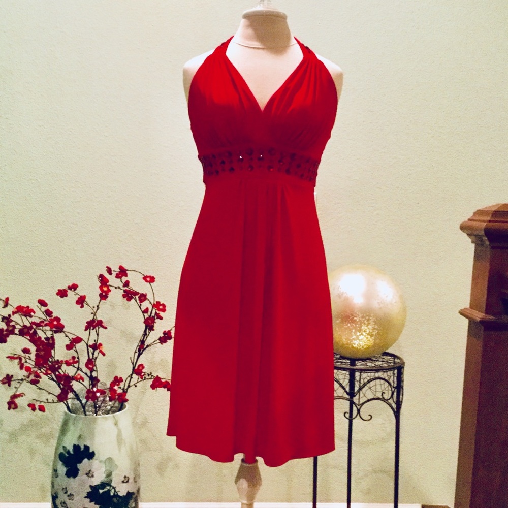 Gorgeous Red Jeweled Cocktail Dress