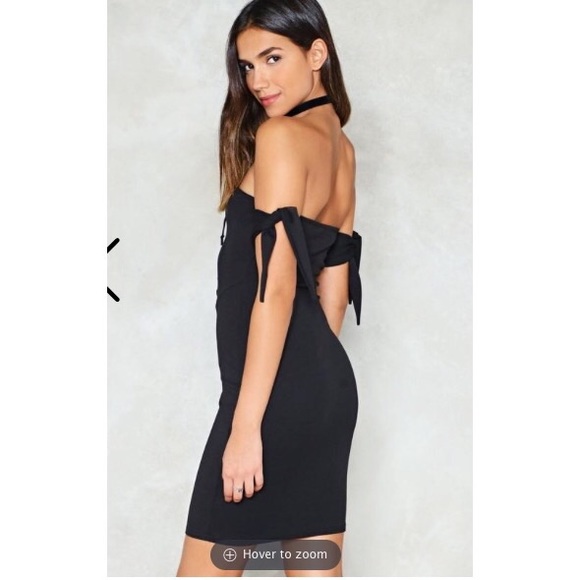 Sexy Lace-Up Black Off the Shoulder Dress - Picture 3 of 5