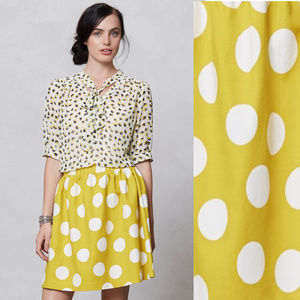 Anthro Karen Walker Yellow Polka Dot Skirt Size 4