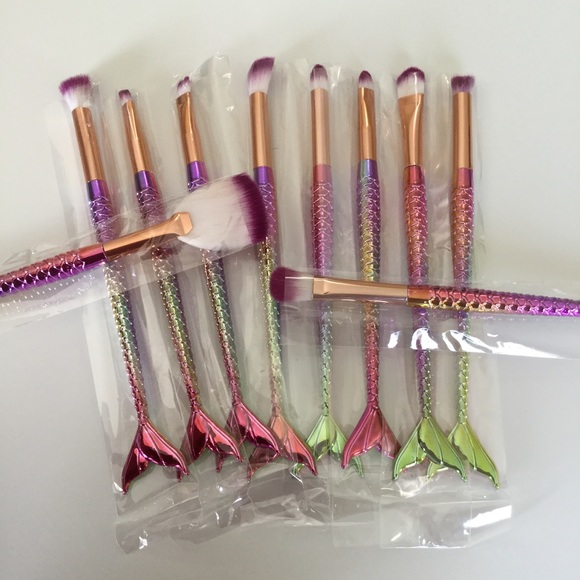 Mermaid Makeup Brushes Set 10pcs - Picture 2 of 2