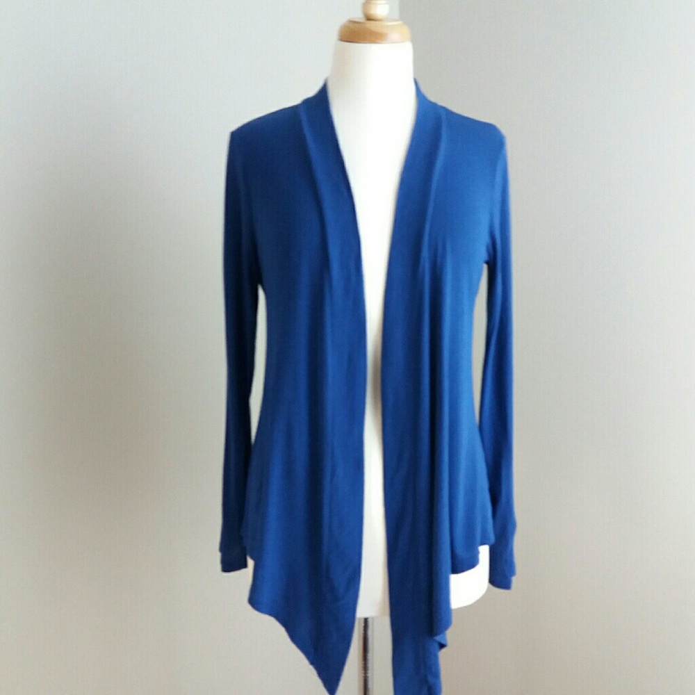 Ann Taylor Royal Blue Jersey Waterfall Cardigan