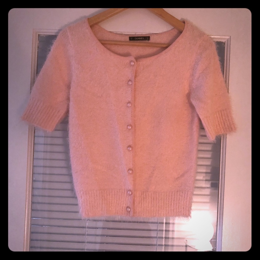 Pink Mohair Short sleeved cardigan
