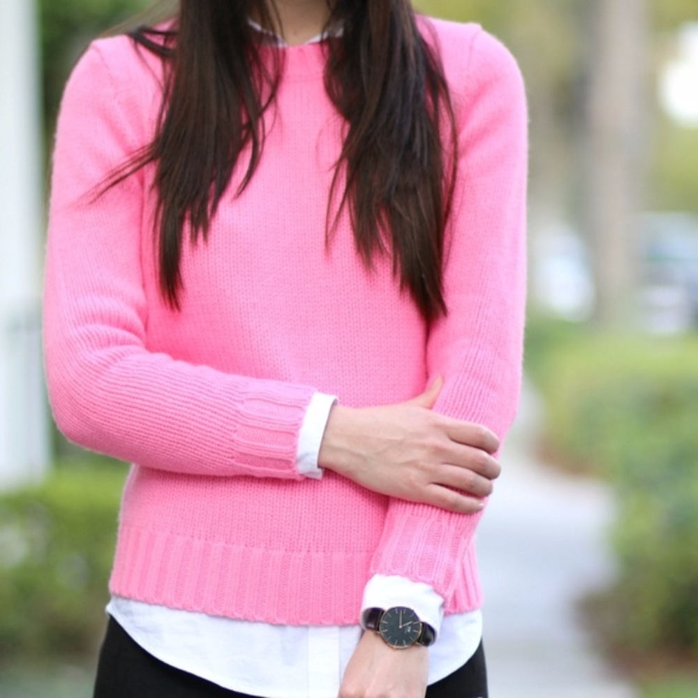 J. Crew Women's Neon Pink Marnie CrewNeck Sweater