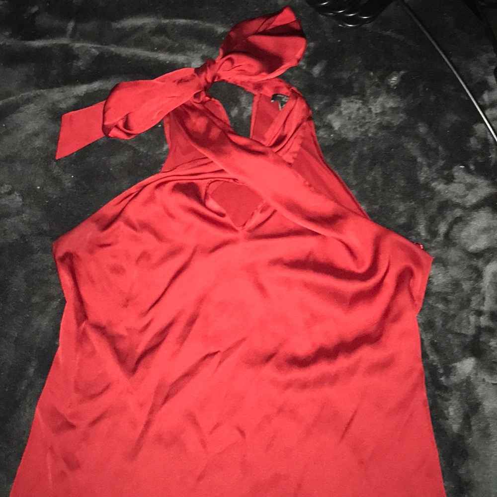 Red Silk Neck Tie Ann Taylor Blouse
