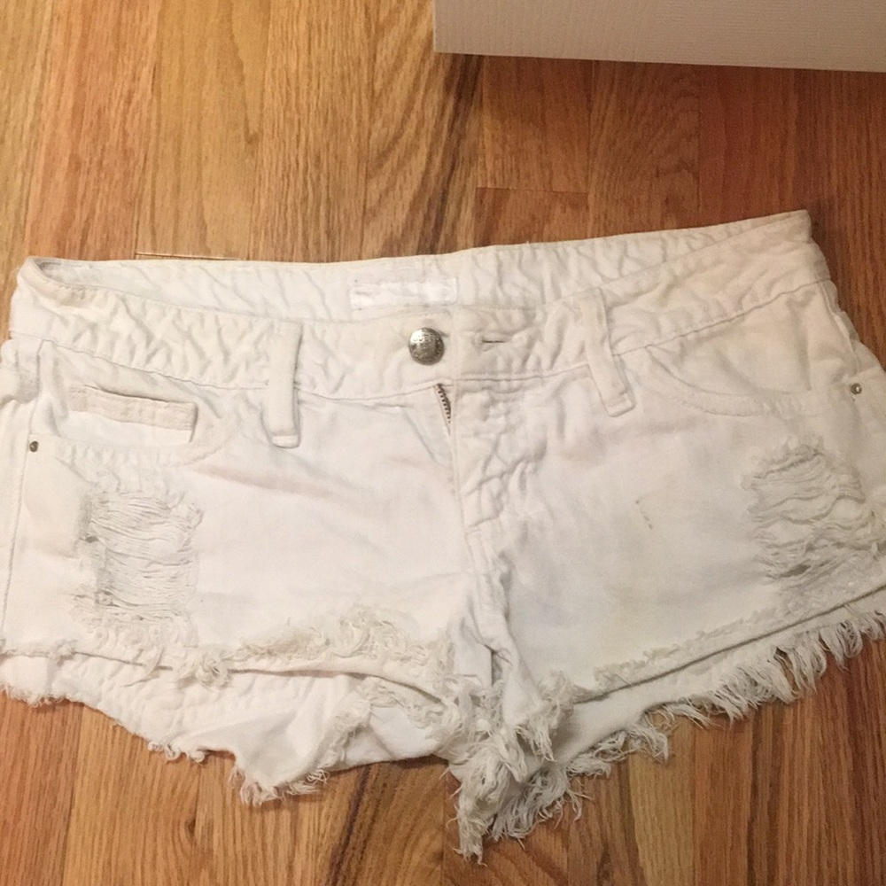 GUESS white mini shorts