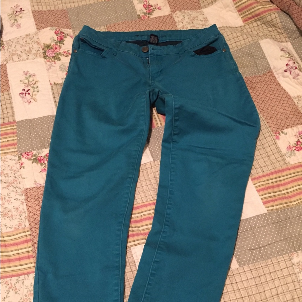Turquoise skinny jeans