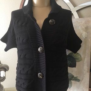 Talbots black cable knit short sleeve sweater Sz S
