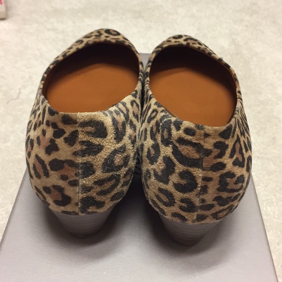 Suede Leopard Print Wedge Pump