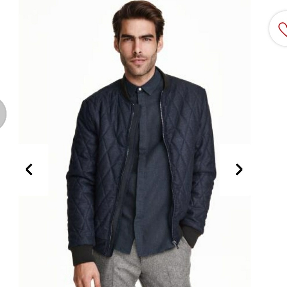 H&M Men's maroon quilted bomber jacket
