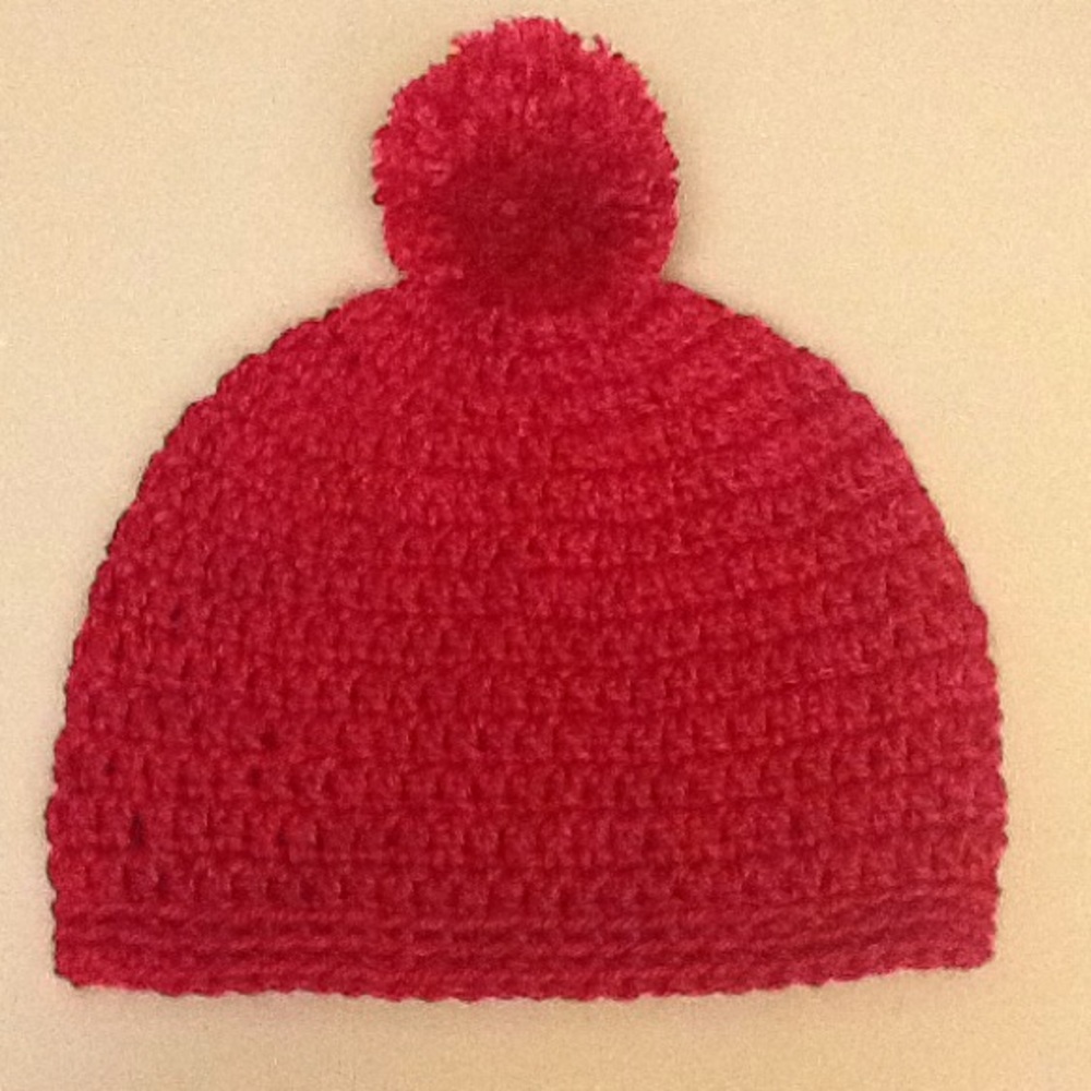 Red Beanie with Pom Pom. NWOT