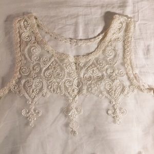 Sheer embroidered shift top