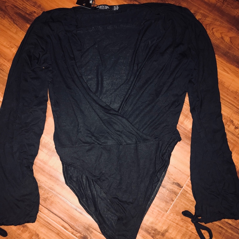 Black cross cross front body suit, black size 12