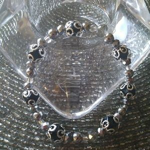 Black and silver beaded bracelet