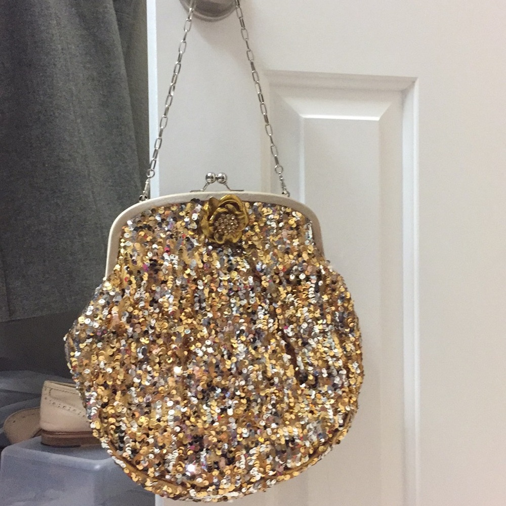 Gold satin and sequin bag (new)