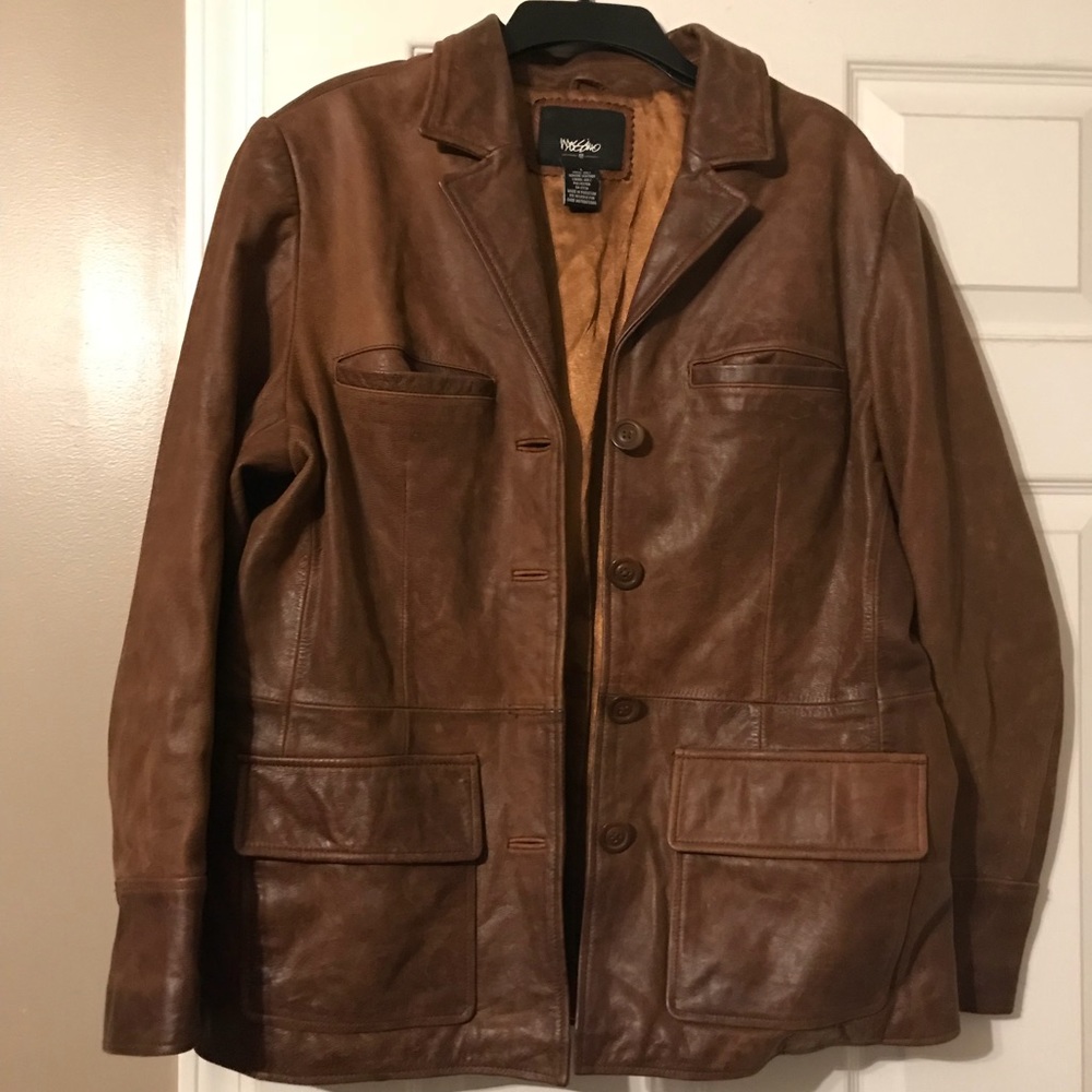 Brown leather jacket
