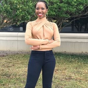 H&M Beige Mock Neck Bodysuit