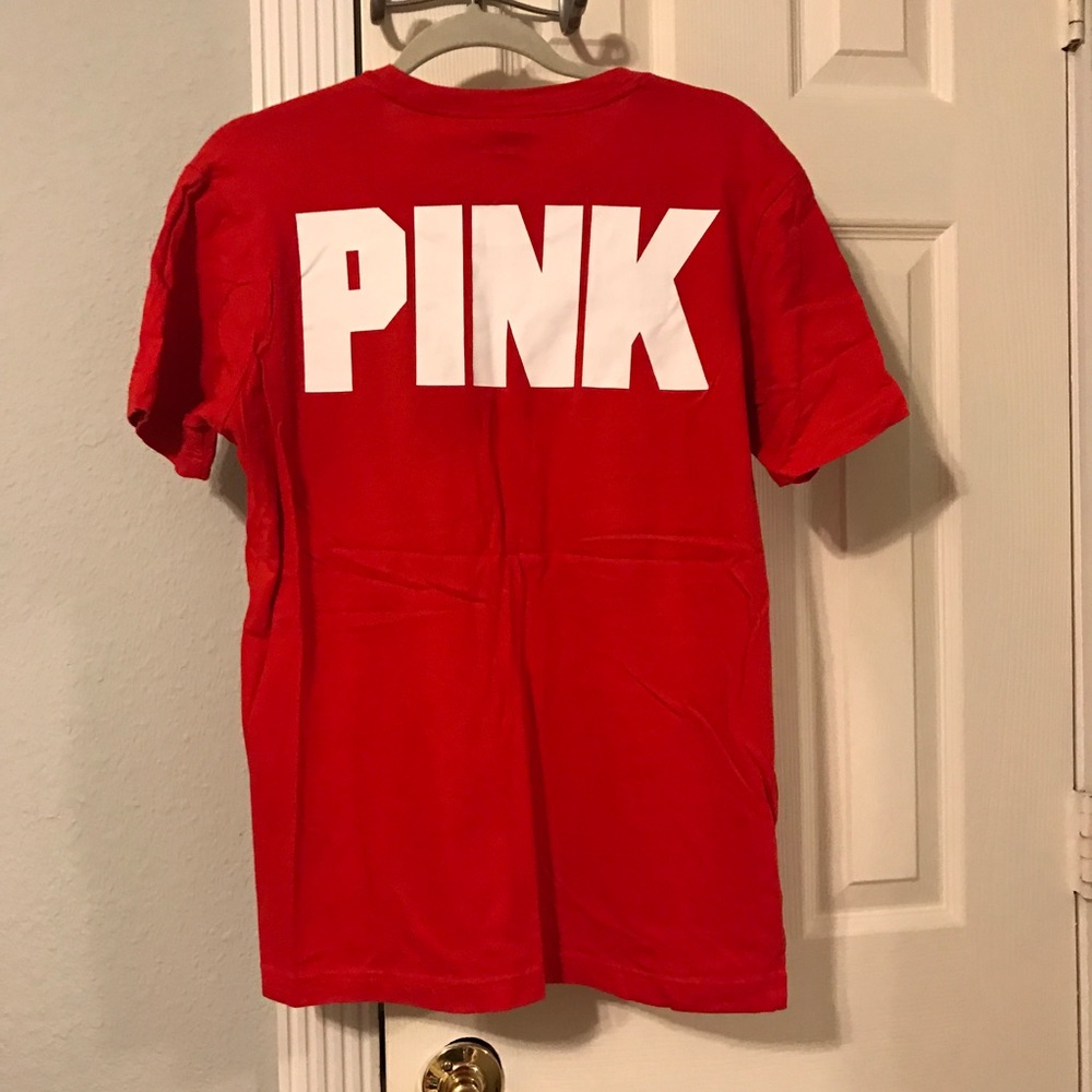 Red PINK tshirt with USA flag