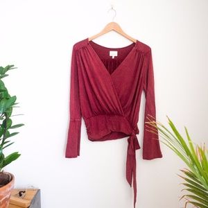 Anthropologie Red Long Bell Sleeved Shirt