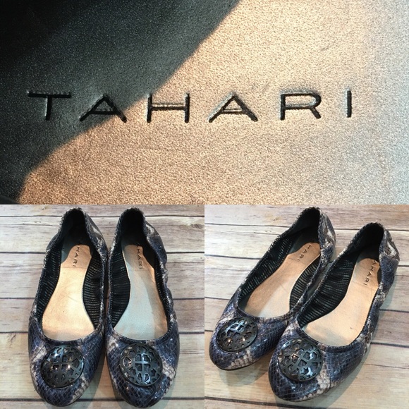 SOLD 7.5 Tahari TA-Varsity Snake Skin Ballet Flats - Picture 8 of 8