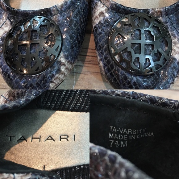 SOLD 7.5 Tahari TA-Varsity Snake Skin Ballet Flats - Picture 2 of 8